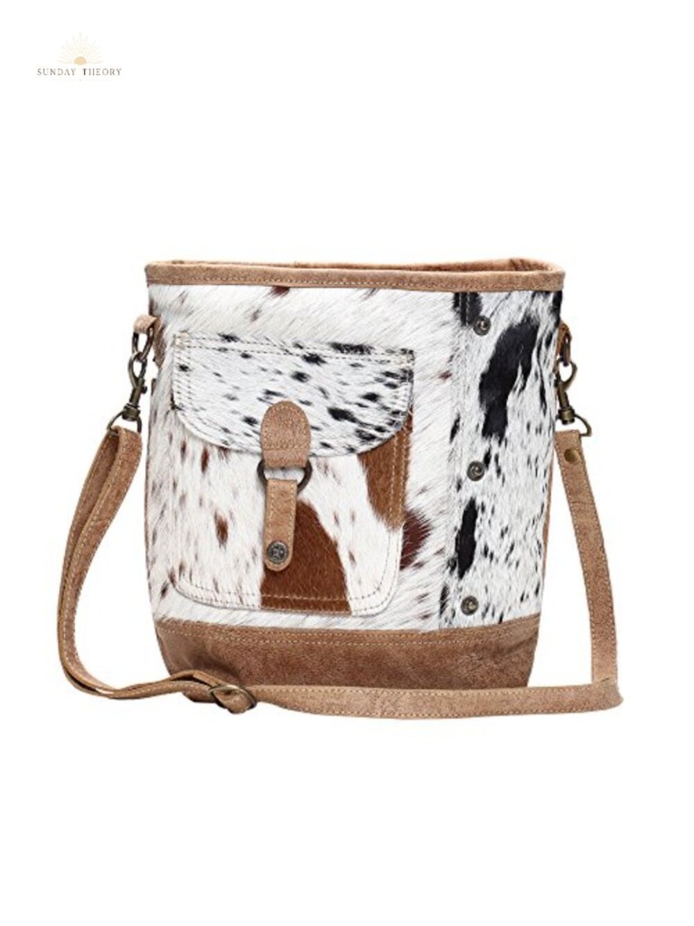 Genuine Hair-On Cowhide Leather Crossbody Bag with Front Pocket